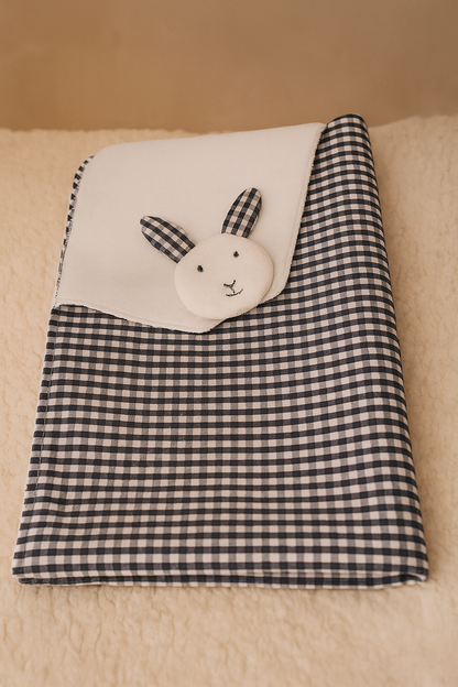 Couverture Doudou Vichy marine🇫🇷