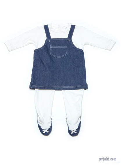 Ensemble 3 pièces 100% coton bio - robe-veste-bonnet